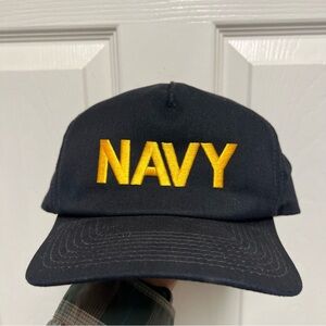 US Navy Hat Cap Blue With Gold Writing Retired Military Made In USA OSFA